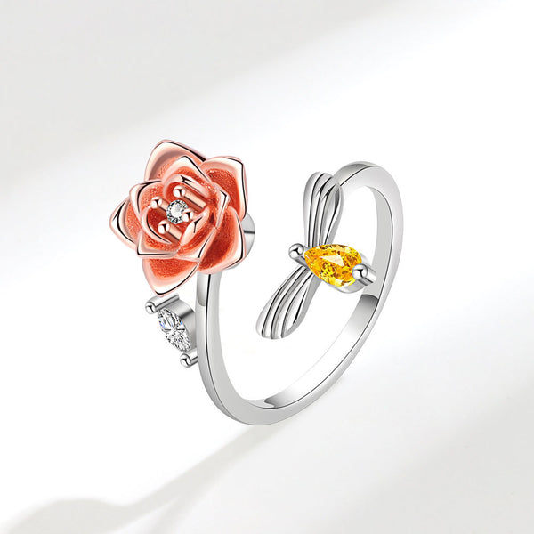 Rose Flower Anxiety Fidget Spinner Ring