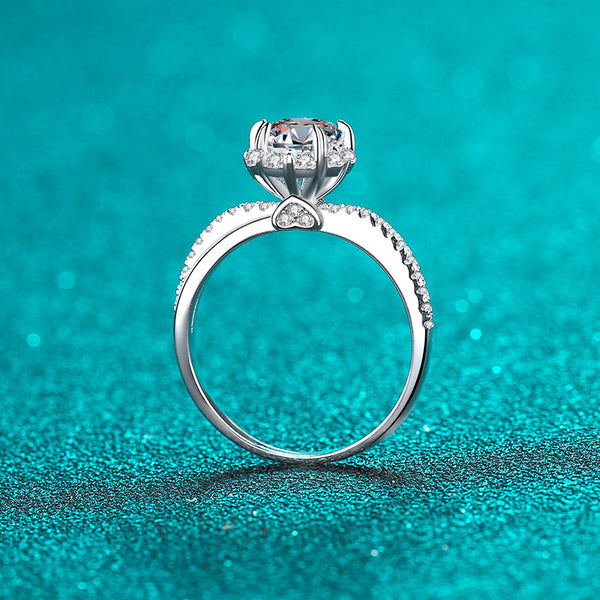 Round Moissanite Pave Engagement Ring