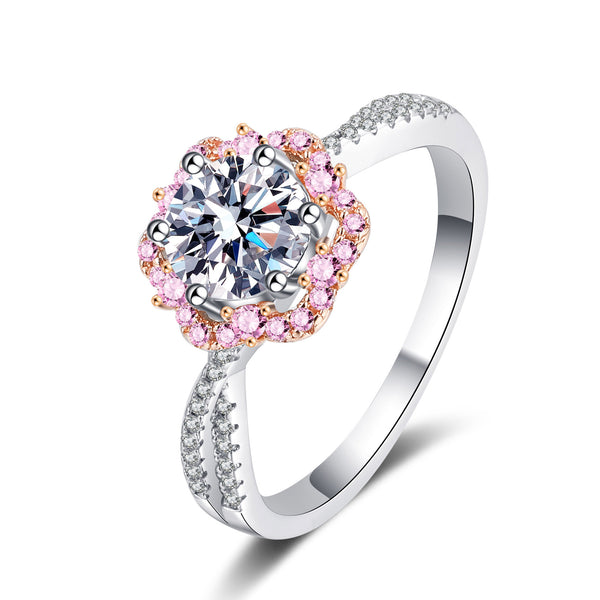 Moissanite Cherry Blossom Engagement Ring