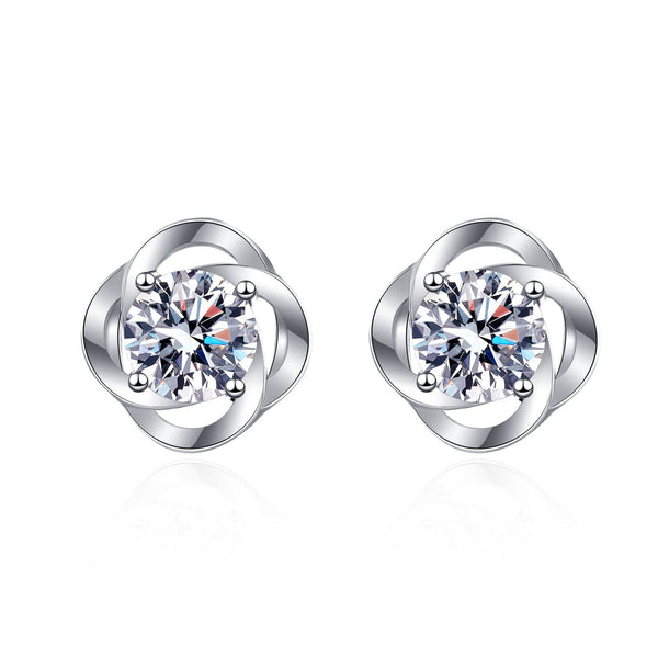 Moissanite Rose Flower Wedding Earrings