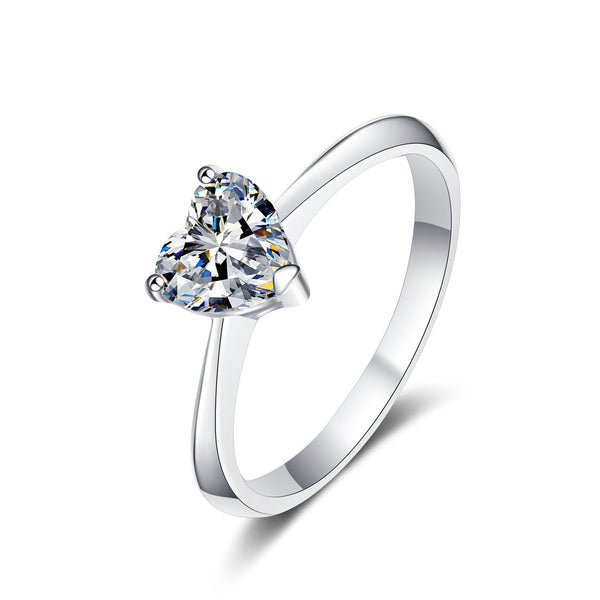 Heart Moissanite Solitaire Engagement Ring