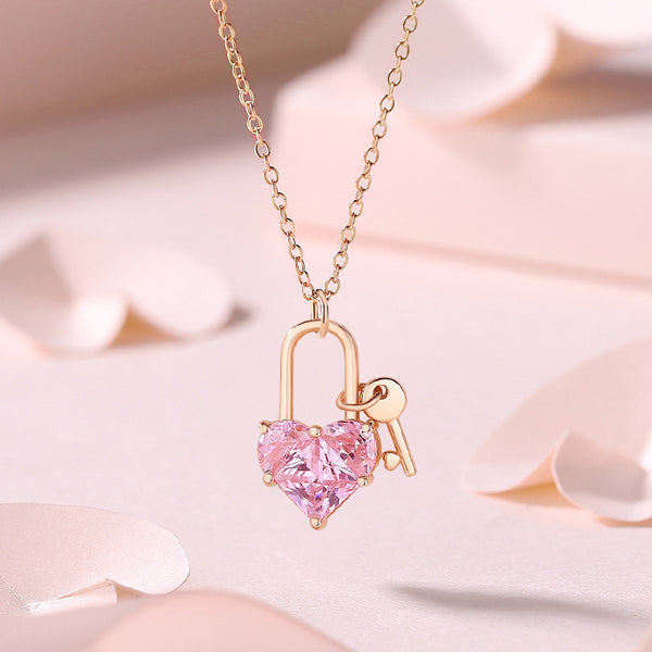 Sterling Silver Heart Shaped Padlock And Key Necklace By Lily Charmed |  notonthehighstreet.com