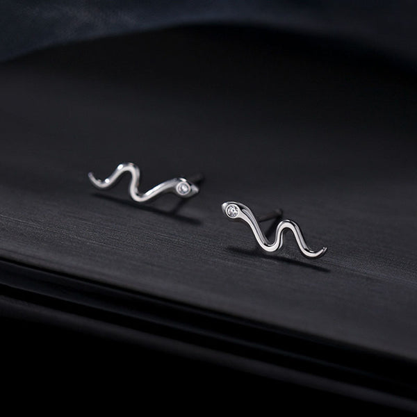 Tiny Snake Crawler Stud Earrings