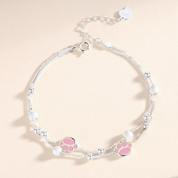 Cat Paw Charm Double Chain Bracelet