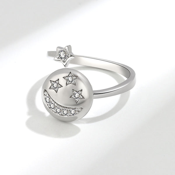 Sun Moon Star Smiley Fidget Spinner Ring