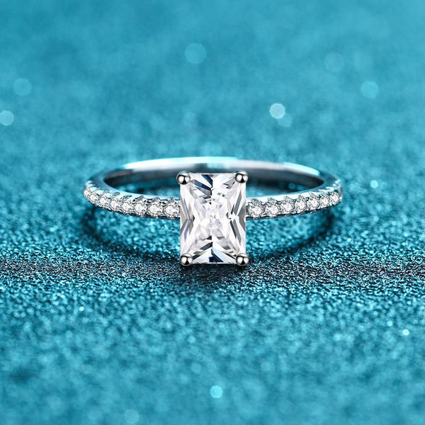 Emerald Cut Moissanite Engagement Ring