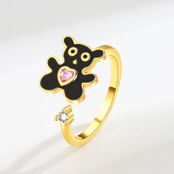 Bear Heart Anxiety Fidget Spinner Ring