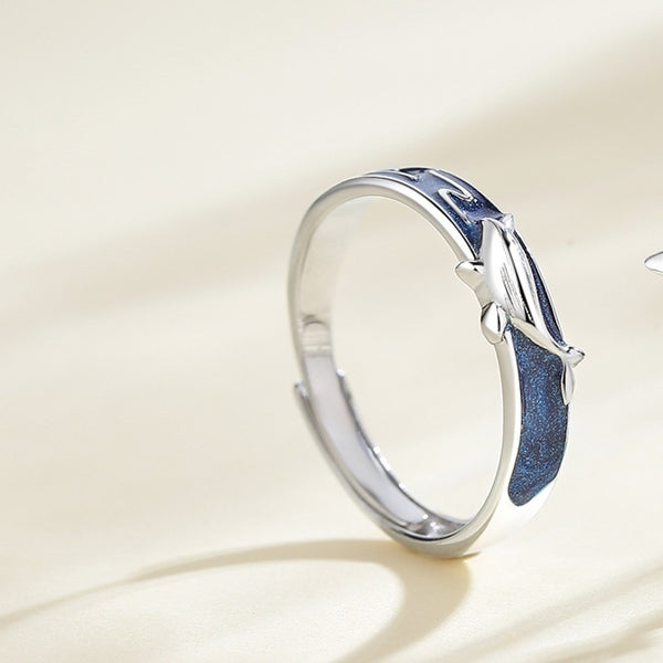 Whale Butterfly Couple Matching Ring