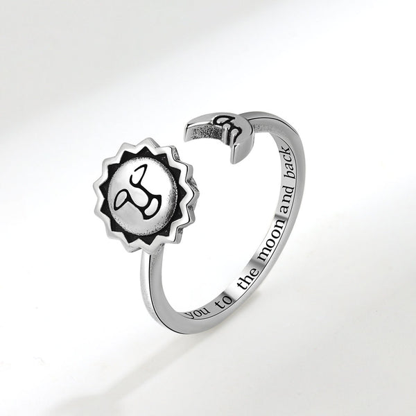 Sun Moon Face Fidget Spinner Ring