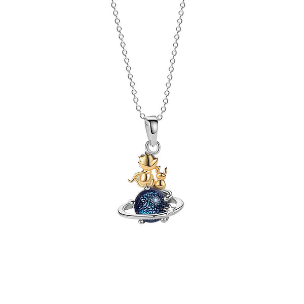 Little Prince Planet Moon Pendant Necklace