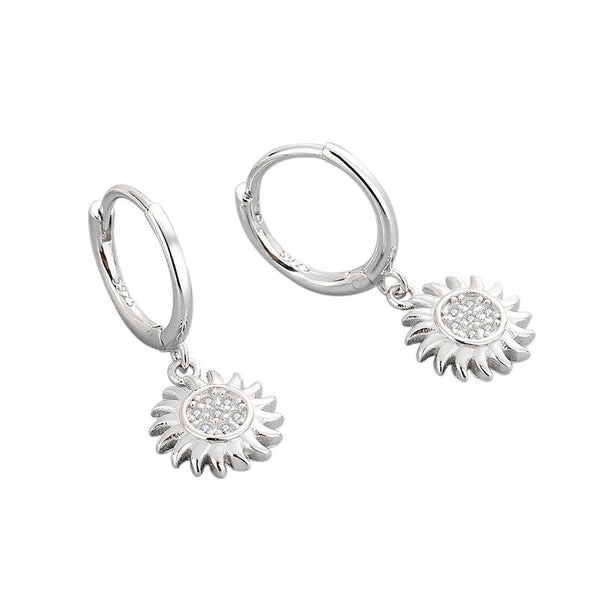 Sunflower Dangle Drop Hoop Earrings