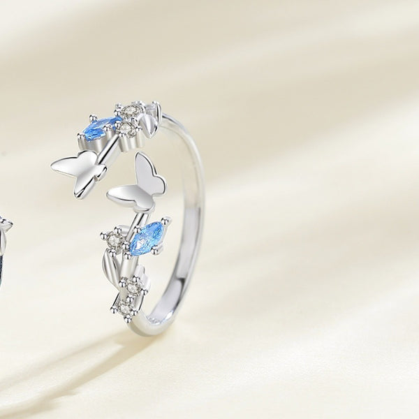 Whale Butterfly Couple Matching Ring