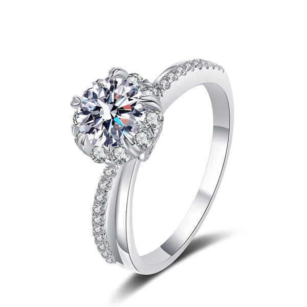 Round Moissanite Pave Engagement Ring