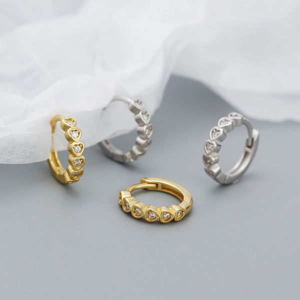 Dainty Heart Hoop Earrings