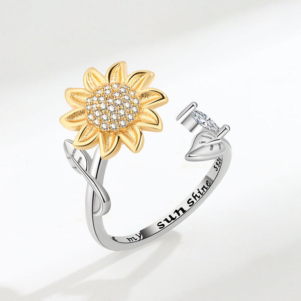 Sunflower Anxiety Fidget Spinner Ring