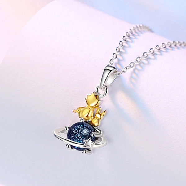 Little Prince Planet Moon Pendant Necklace