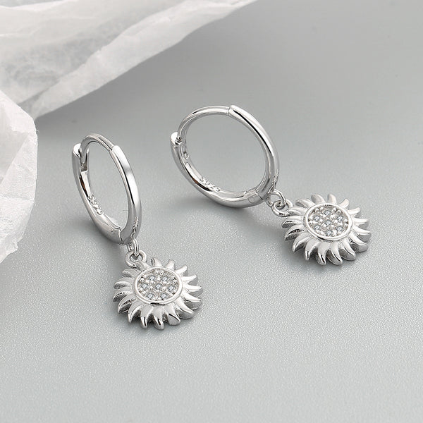 Sunflower Dangle Drop Hoop Earrings