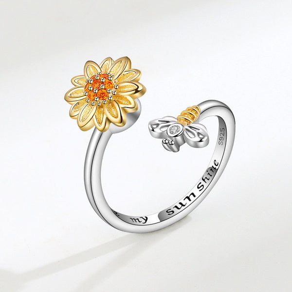 Sunflower Anxiety Fidget Spinner Ring