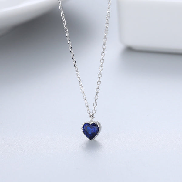 Color Gemstone Heart Pendant Necklace