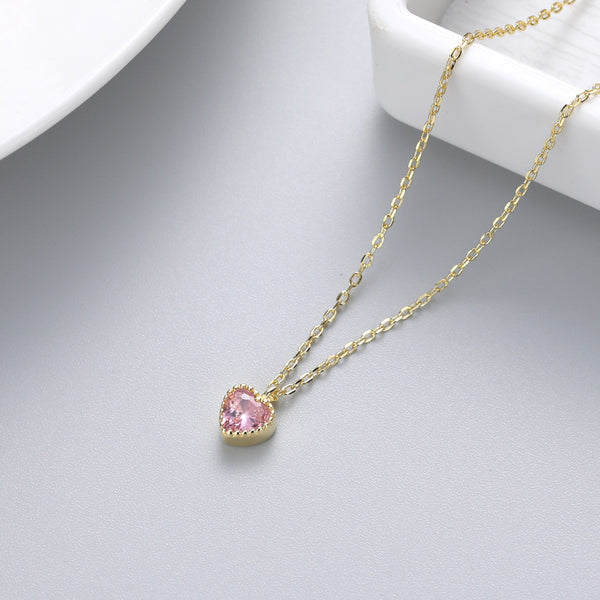 Color Gemstone Heart Pendant Necklace