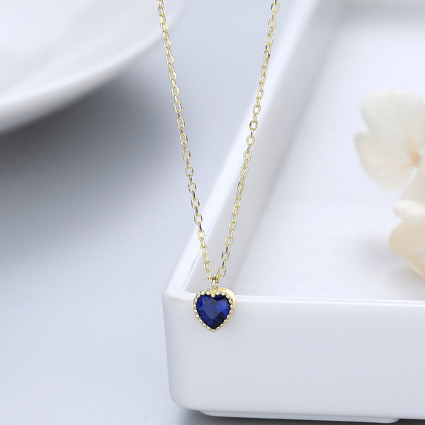 Color Gemstone Heart Pendant Necklace