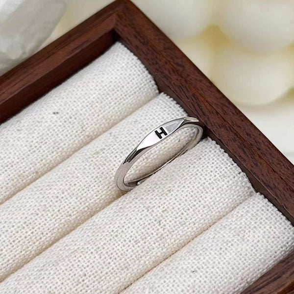 Sterling Silver Initial Letter Stackable Ring