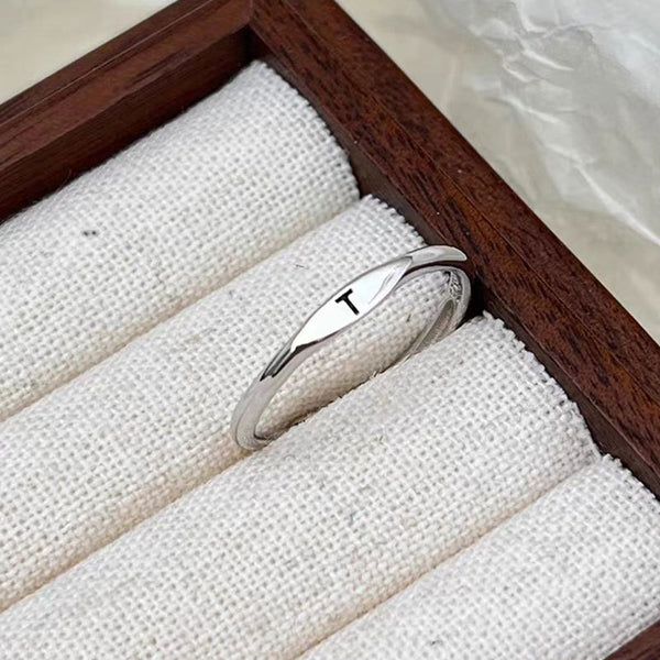 Sterling Silver Initial Letter Stackable Ring