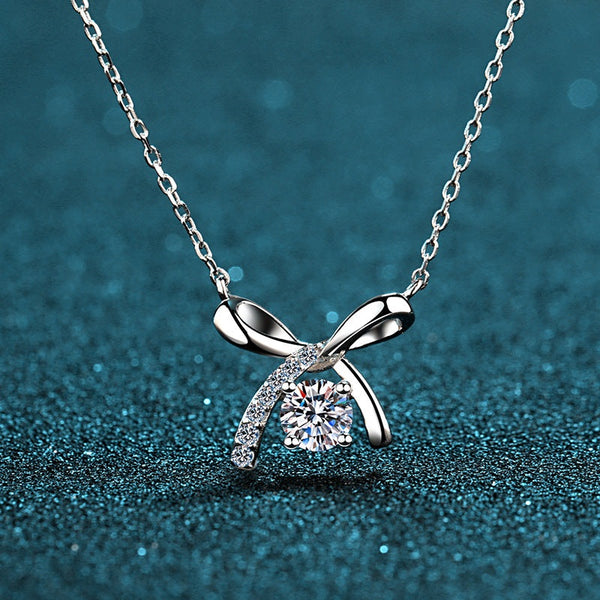 Moissanite Bow Tie Wedding Necklace