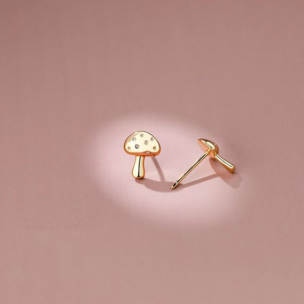 Dainty Cute Mushroom Stud Earrings