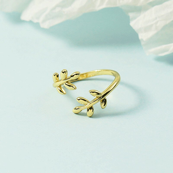 Olive Tree Leaf Branch Stackable Ring