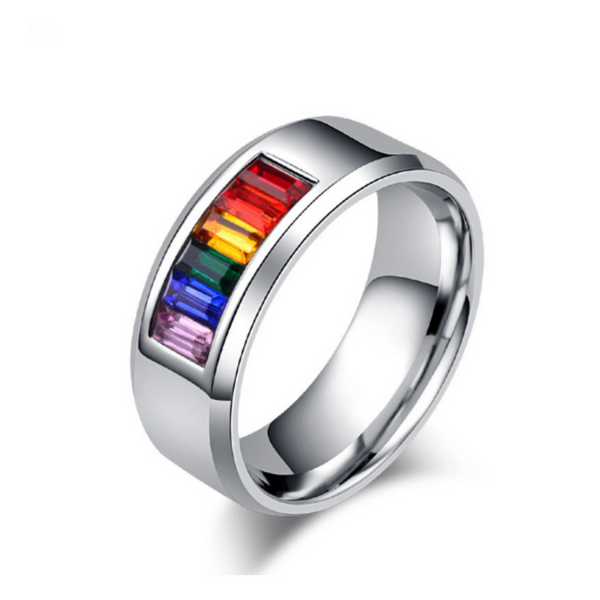 Rainbow LGBTQ Pride Colored Gem Ring