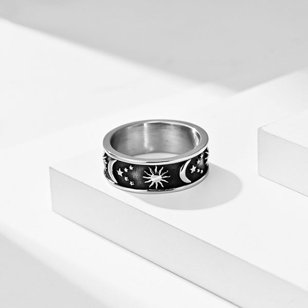 Sun Moon Star Couple Matching Ring