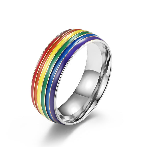 Rainbow LGBTQ Pride Couple Band Ring