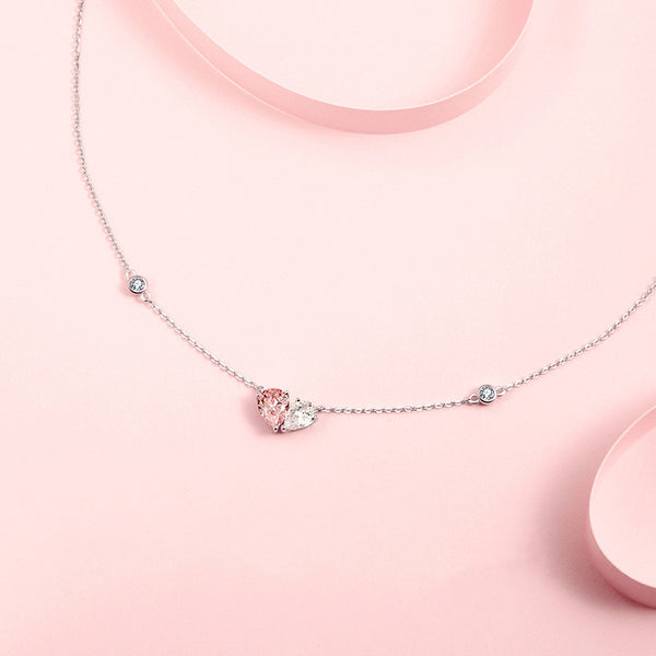 Pink Heart Charm Layering Necklace