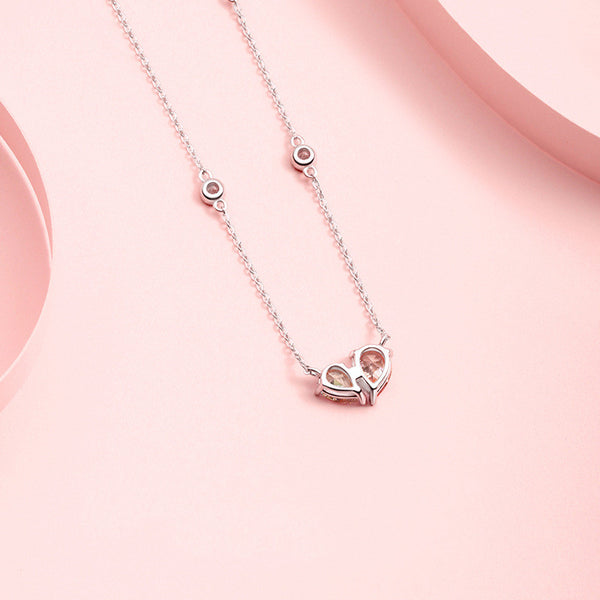 Pink Heart Charm Layering Necklace