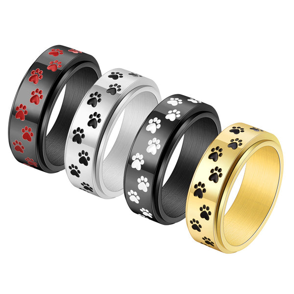 Dog Paw Anxiety Fidget Spinner Band Ring