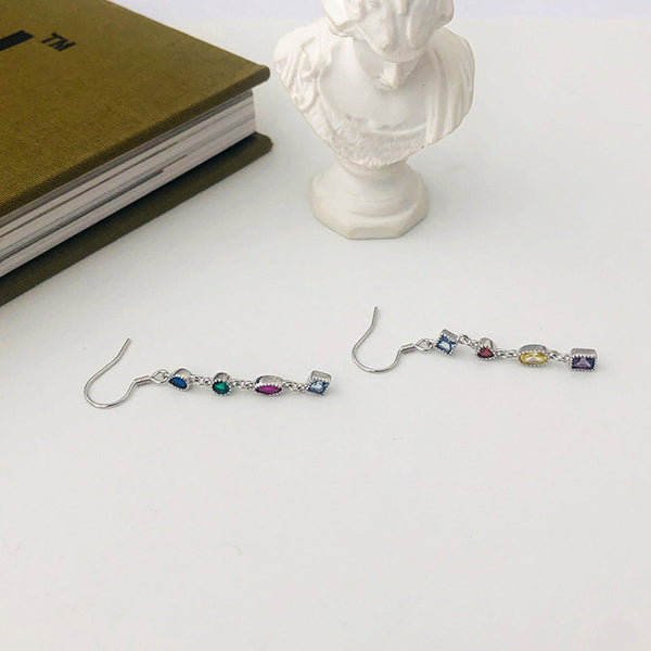 Rainbow Colored Gem Drop Earrings