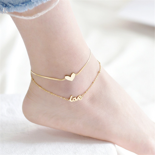 Love Heart Ankle Bracelet Anklet Set – Perimade & Co.