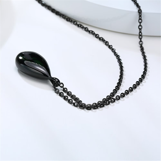 Teardrop Bean Urn Pendant Necklace