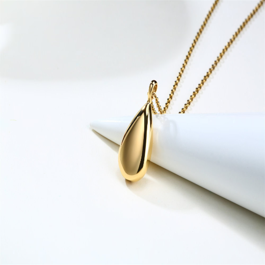 Teardrop Bean Urn Pendant Necklace