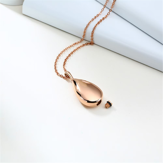 Teardrop Bean Urn Pendant Necklace