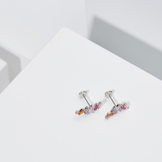 Thunderbolt Colored Gem Stud Earrings