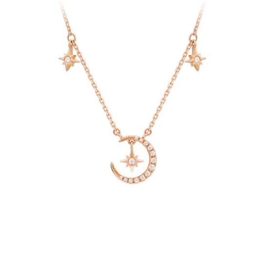 Moon Star Charm Pendant Necklace