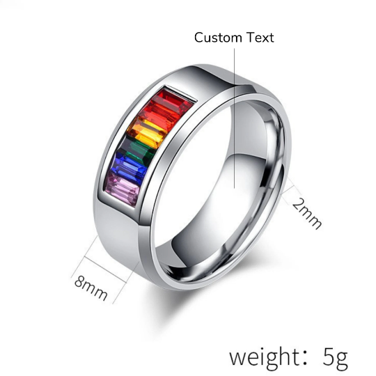 Rainbow LGBTQ Pride Colored Gem Ring