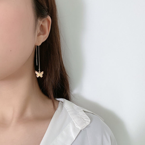 Butterfly Dangle Drop Threader Earrings