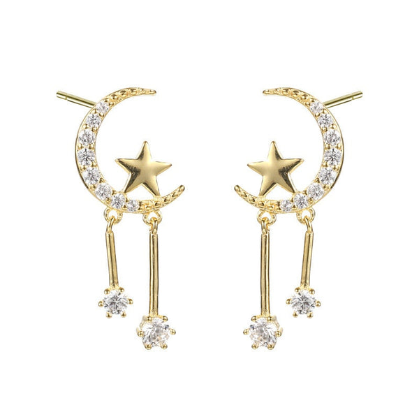 Star Moon Dangle Drop Earrings