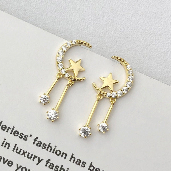 Star Moon Dangle Drop Earrings