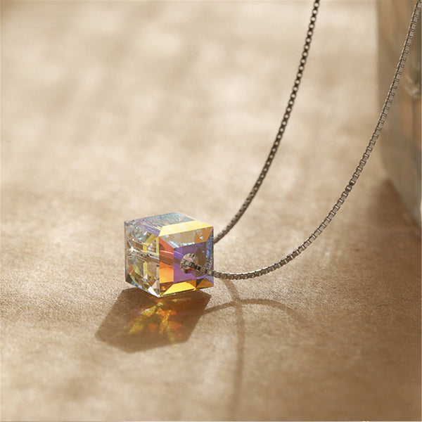 Sugar Cube Square Crystal Necklace