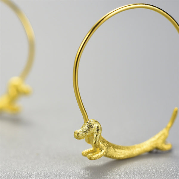 Dachshund Dog Hoop Earrings