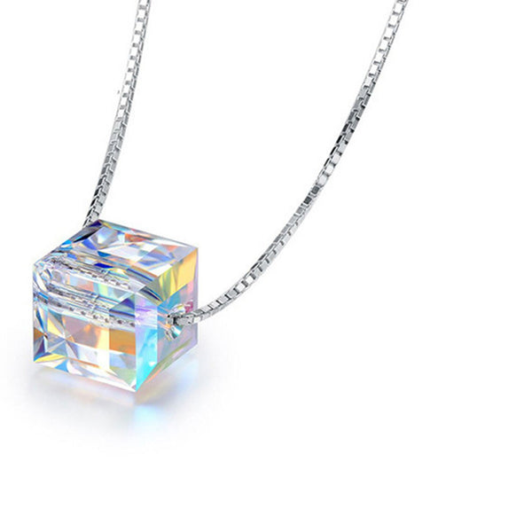 Sugar Cube Square Crystal Necklace